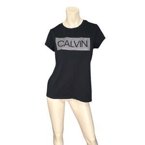 Calvin Klein Black Tshirt Mcbling Womens Size Medium Tee Retro